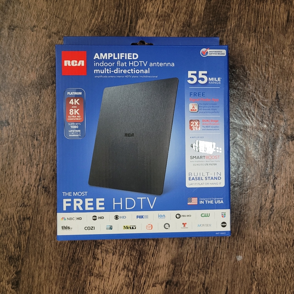 RCA Amplified Indoor Flat HDTV Antenna - Black